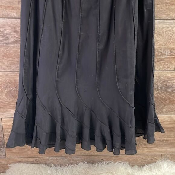 GRACE ELEMENTS Ladies Black Elastic Waist Pleated Ruffled Hemline Skirt SZ Med - Picture 4 of 8